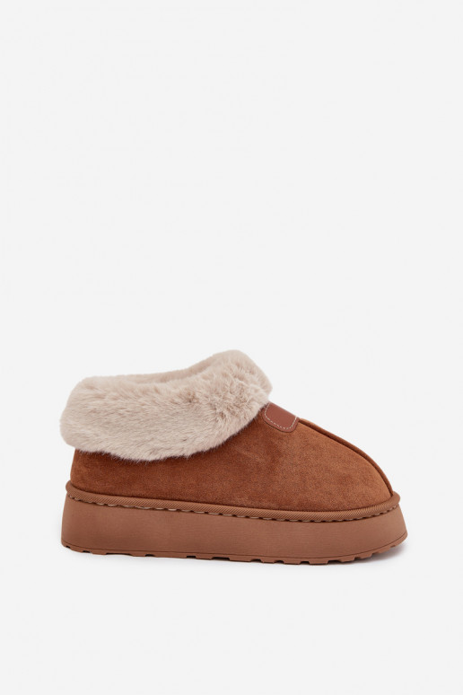 SneeuIn laarzen Dames met platform met bont bruine kleur Calyra SneeuIn laarzen Dames met platform met bont bruine kleur Calyra