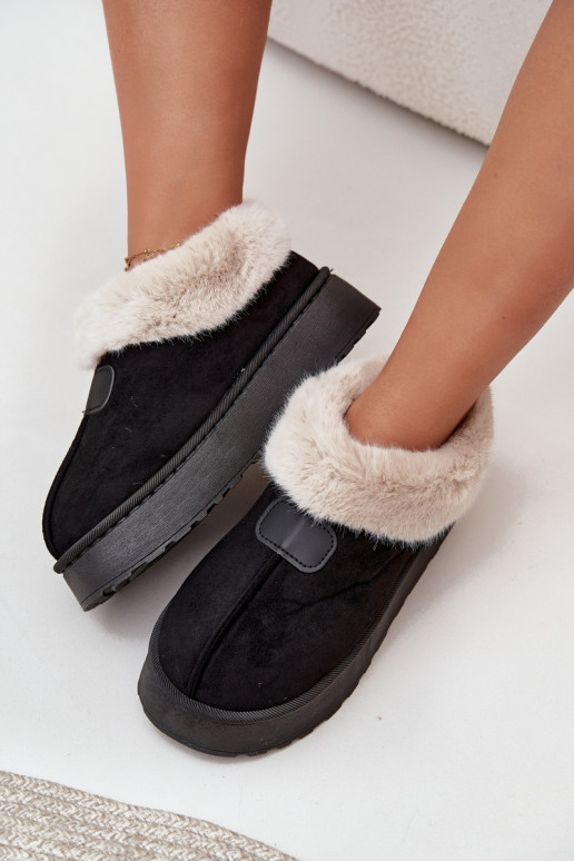 Schneestiefel Feminin mit einer Plattform mit Pelzmantel schZuarze Farbe Calyra Schneestiefel Feminin mit einer Plattform mit Pelzmantel schZuarze Farbe Calyra