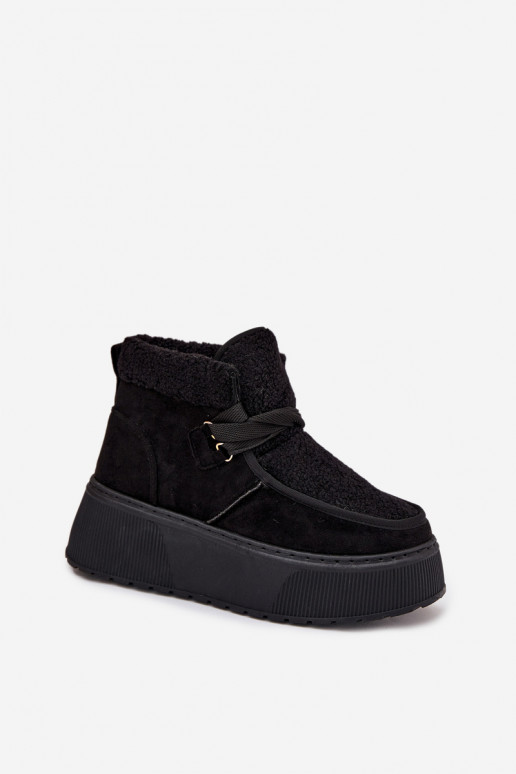 Schneestiefel Feminin mit einer Plattform mit Pelzmantel schZuarze Farbe Florivelle Schneestiefel Feminin mit einer Plattform mit Pelzmantel schZuarze Farbe Florivelle