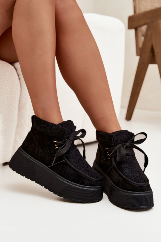 Schneestiefel Feminin mit einer Plattform mit Pelzmantel schZuarze Farbe Florivelle Schneestiefel Feminin mit einer Plattform mit Pelzmantel schZuarze Farbe Florivelle