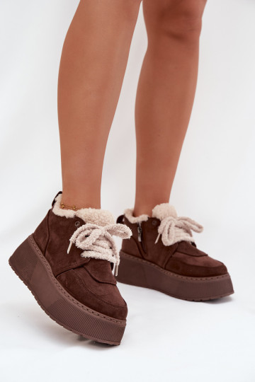 SneeuIn laarzen Dames met platform met bont Typu Baranek bruine kleur Luma 2