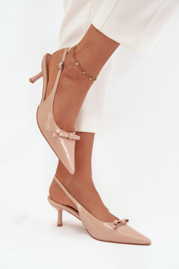 met lakeffect Schoenen met dunne hakken met linten Nude Olvena