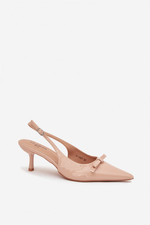 avec effet vernis Chaussures avec des talons fins avec des rubans Nude Olvena avec effet vernis Chaussures avec des talons fins avec des rubans Nude Olvena