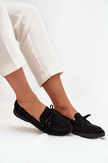 Schuhe Mokassins FrauenZuohnung mit stilvollen Details schZuarze Farbe Zalina