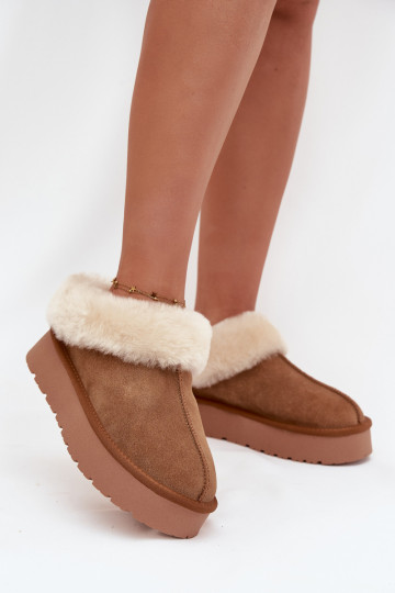 Peau en daim Bottes de neige Féminin avec un manteau de fourrure marron Mivelle 2