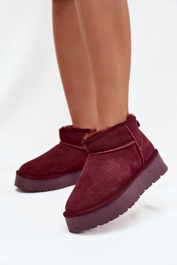 À la mode en daim Faible Bottes de neige Bourgogne Nucca 2