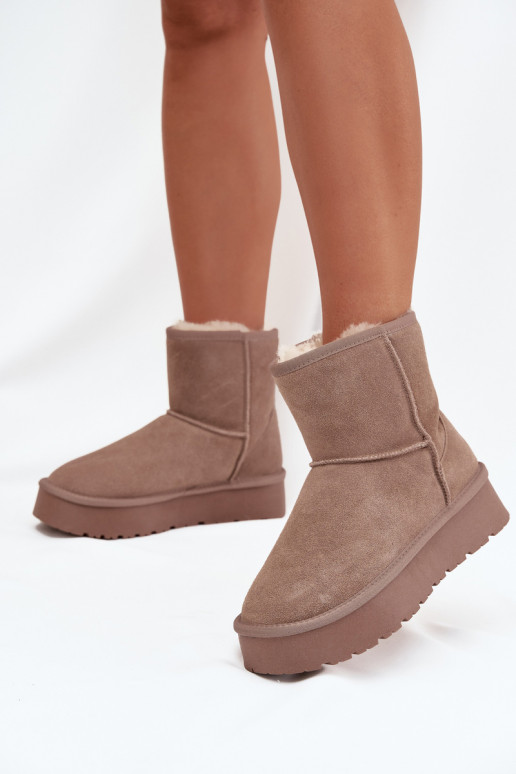 Bottes de neige FémininActivéturalnego en daimu avec une plateforme beige Privine