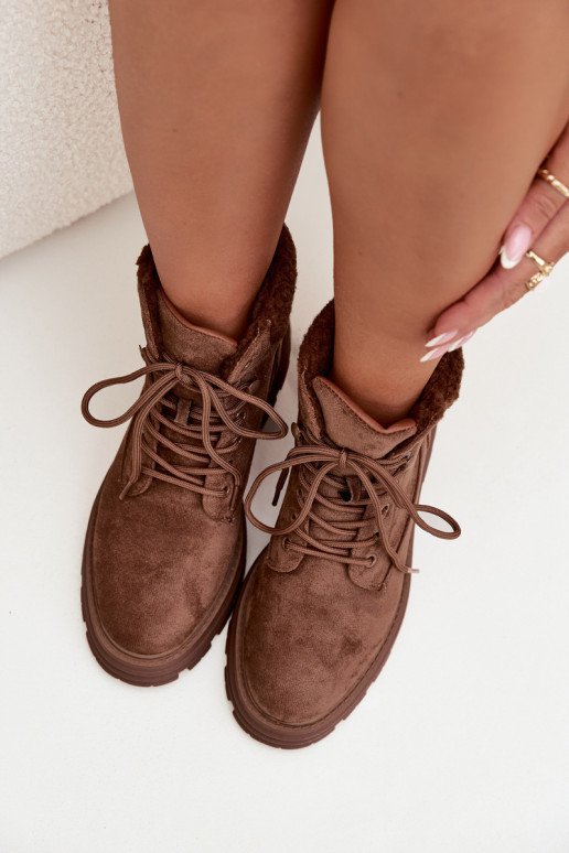 opInarmen schoenen Dameslaarzen met veters bruine kleur Lyrinne opInarmen schoenen Dameslaarzen met veters bruine kleur Lyrinne