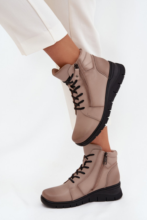 Leer Dameslaarzen Op de INig opInarmen Vinceza 39963 beige Leer Dameslaarzen Op de INig opInarmen Vinceza 39963 beige