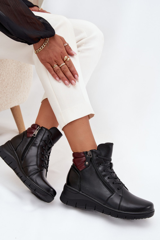 Peau Bottes pour femmes Sur un coin réchauffer Vinceza 39963 couleur noire