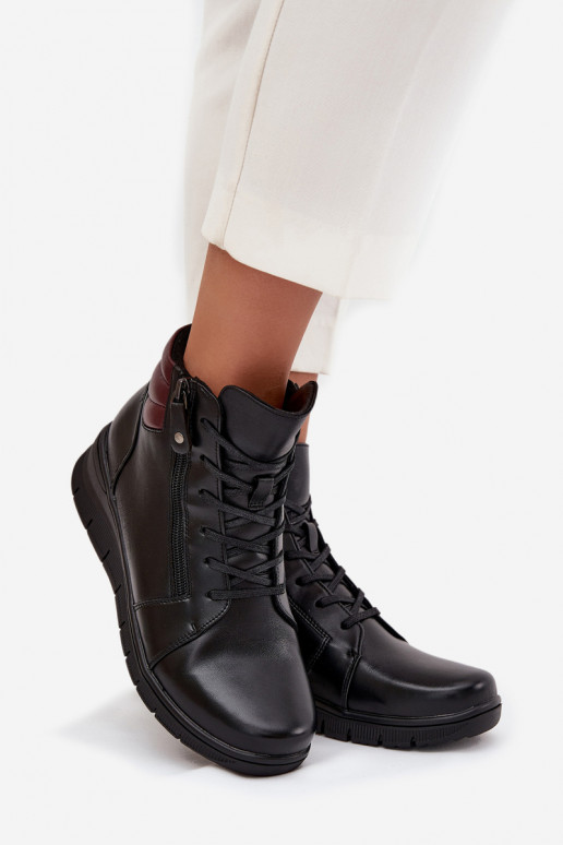 Peau Bottes pour femmes Sur un coin réchauffer Vinceza 39963 couleur noire