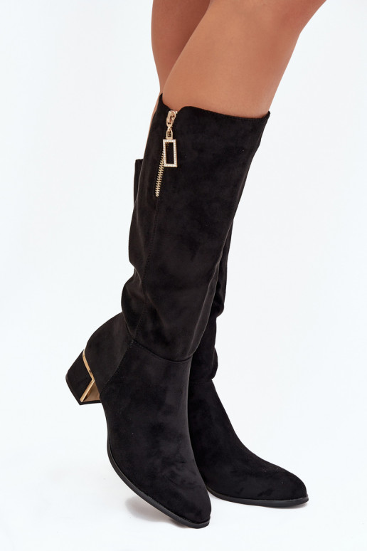 bottes pour femmes avec des talonsen daim écologiqueu couleur noire Lyvienne bottes pour femmes avec des talonsen daim écologiqueu couleur noire Lyvienne