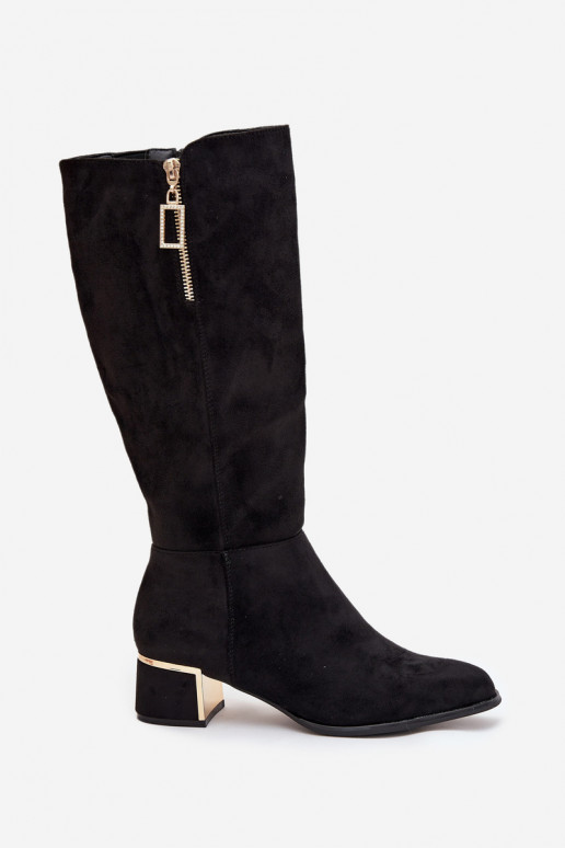 bottes pour femmes avec des talonsen daim écologiqueu couleur noire Lyvienne bottes pour femmes avec des talonsen daim écologiqueu couleur noire Lyvienne