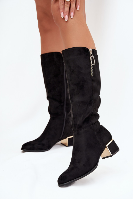 bottes pour femmes avec des talonsen daim écologiqueu couleur noire Lyvienne bottes pour femmes avec des talonsen daim écologiqueu couleur noire Lyvienne