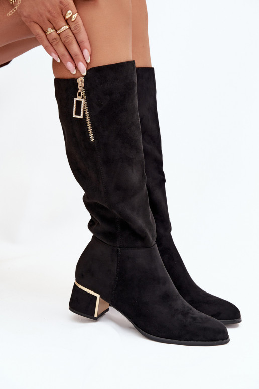 bottes pour femmes avec des talonsen daim écologiqueu couleur noire Lyvienne bottes pour femmes avec des talonsen daim écologiqueu couleur noire Lyvienne