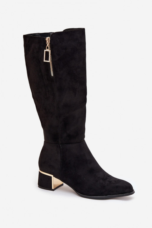 bottes pour femmes avec des talonsen daim écologiqueu couleur noire Lyvienne bottes pour femmes avec des talonsen daim écologiqueu couleur noire Lyvienne