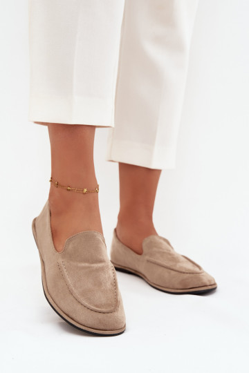 mocassins pour femmesen daim écologiqueu isocèle beige Miryelle