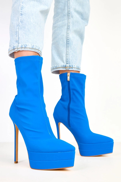 Ramla blaue satinierte Stiefeletten...