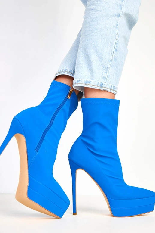 Ramla blaue satinierte Stiefeletten...