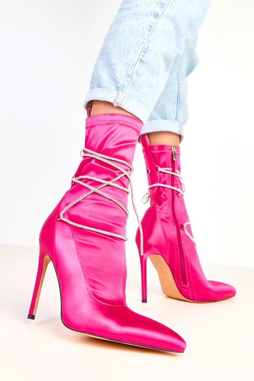 Tolnai rosa satinierte Stiefeletten...