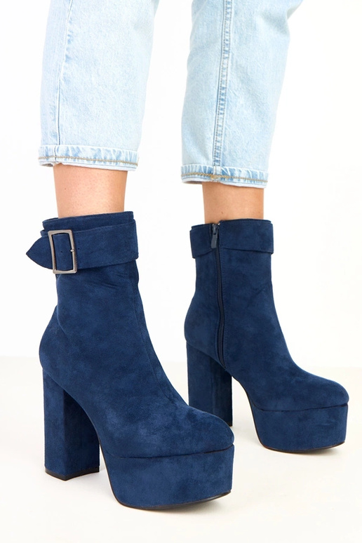 Bottines bleu marine à plateforme...