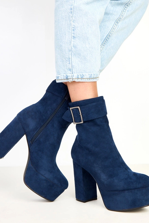 Bottines bleu marine à plateforme...