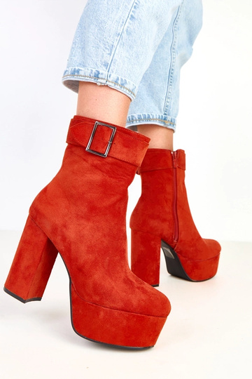 Bottines orange à plateforme avec boucle décorative Costa