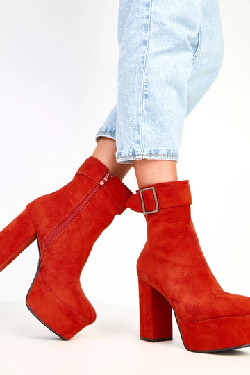 Bottines orange à plateforme avec boucle décorative Costa 2