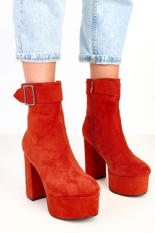 Bottines orange à plateforme avec...