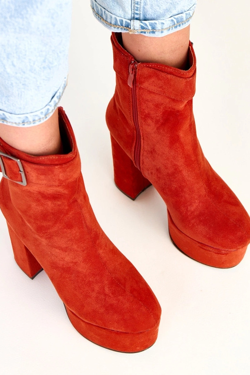 Bottines orange à plateforme avec...