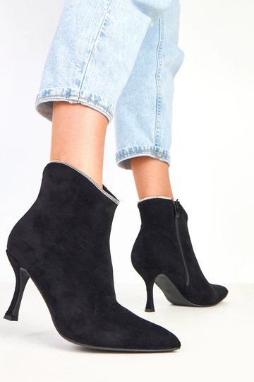 Schwarze Damen-Stiefeletten mit Zirkonia Silvia 2