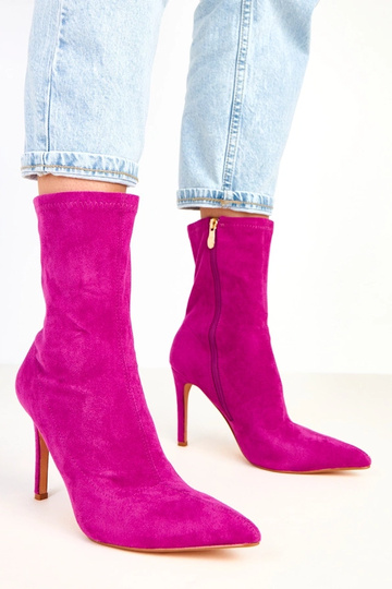 Violette Wildleder-Stiefeletten mit Absatz Tennille