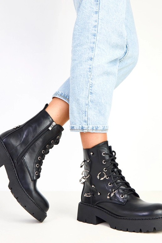 Ebony bottines noires sur plateforme...