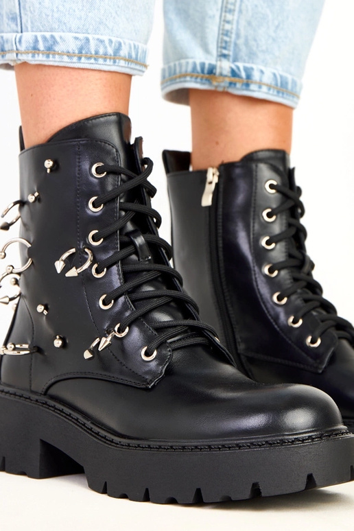 Ebony bottines noires sur plateforme...