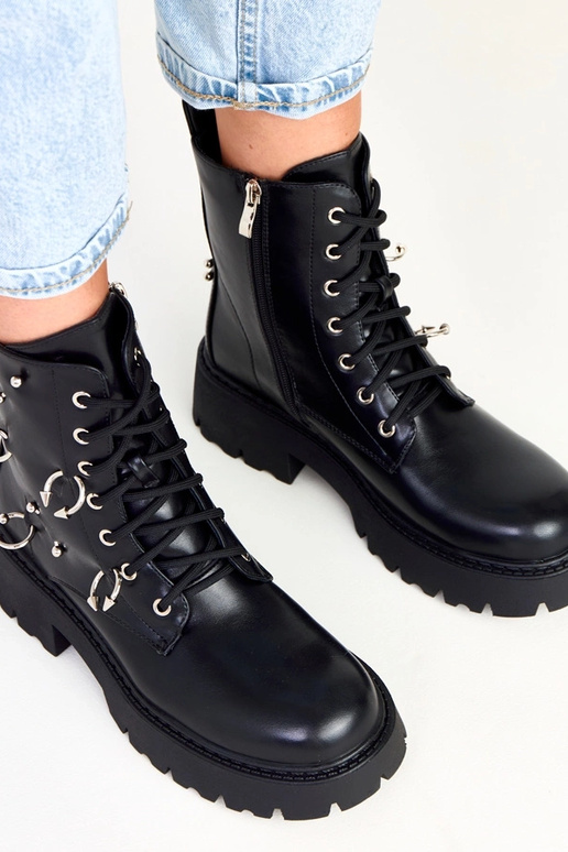 Ebony bottines noires sur plateforme...