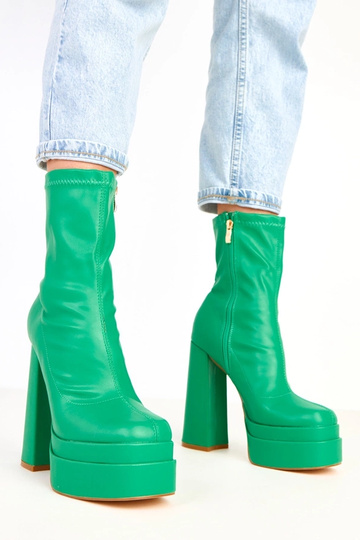 Yasmin bottines vertes sur épais talon et plateforme