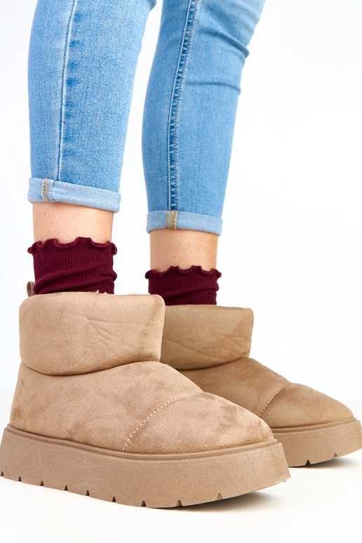 Dunkelbeige warme Schneestiefel mit... Dunkelbeige warme Schneestiefel mit...