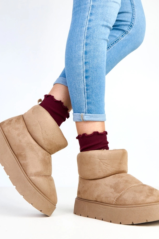 Dunkelbeige warme Schneestiefel mit... Dunkelbeige warme Schneestiefel mit...