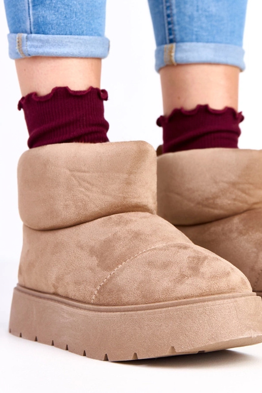 Dunkelbeige warme Schneestiefel mit... Dunkelbeige warme Schneestiefel mit...