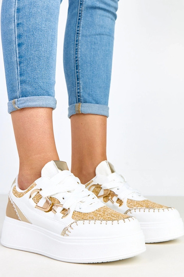 Lina baskets beige sur plateforme avec détail tressé