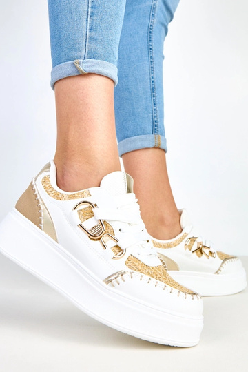 Sandfarbene Sneakers mit Plattform und geflochtenem Detail Lina 2