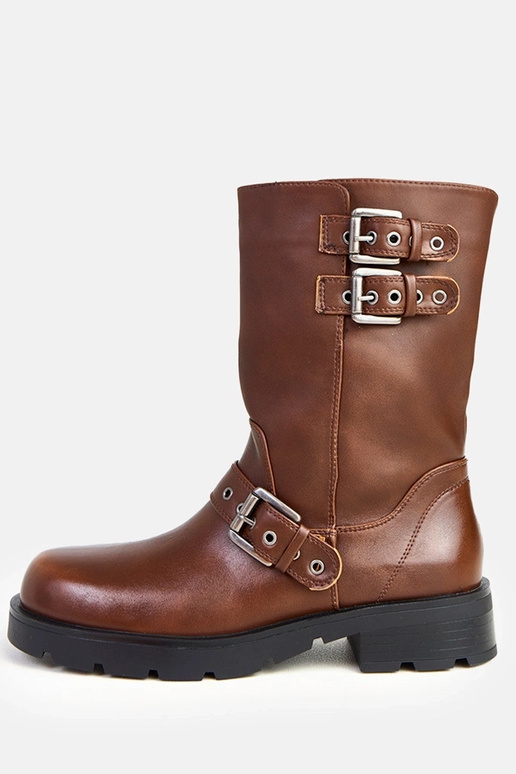 Braune Stiefeletten mit Plattform und...