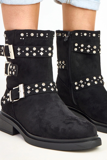 Bottes noires avec zirconiums à petit talon Brosca 2