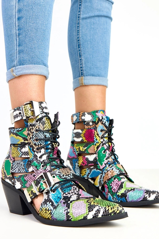 Bottes multicolores à talon avec...