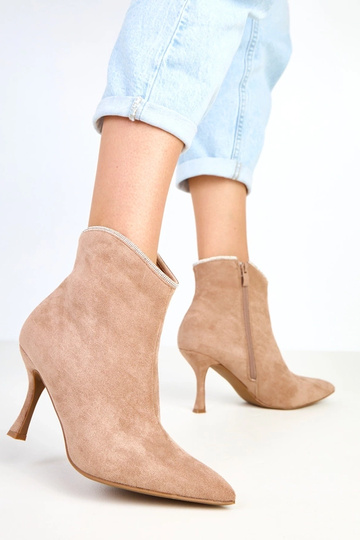 Beige damesbotines met... 2