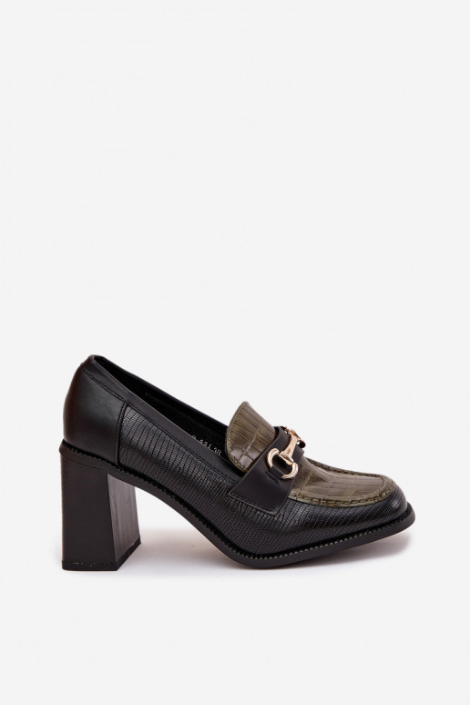 Schuhe Feminin mit Absätzen mit Aufdruck I goldene Farbem Detalem Grün-schZuarze Farbe Novella Schuhe Feminin mit Absätzen mit Aufdruck I goldene Farbem Detalem Grün-schZuarze Farbe Novella