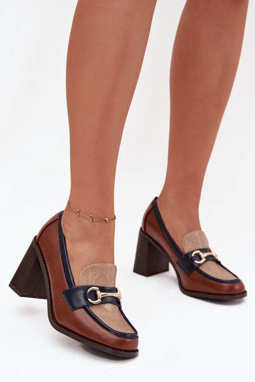 chaussures Féminin avec des talons avec une empreinte I couleur doréem Detalem beige-marron Novella