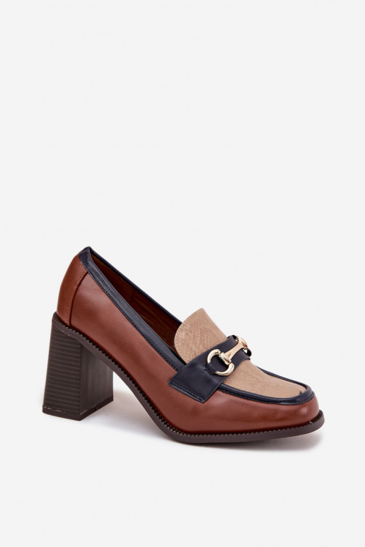 chaussures Féminin avec des talons avec une empreinte I couleur doréem Detalem beige-marron Novella