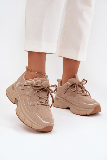 sportschoenen Sneakers model schoenen DamesPodInójnym Vetersluitingm beige Annelie 2