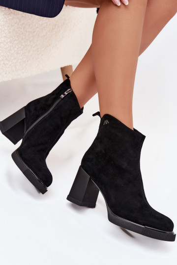 Bottines en daim pour femmes, couleur noire, Vinceza 91142